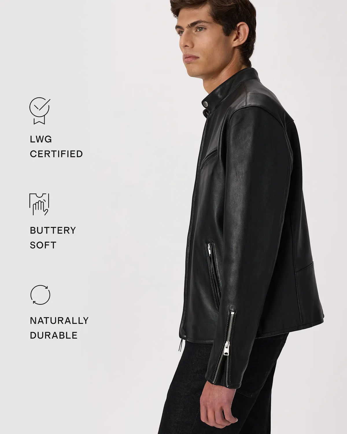 100% Leather Café Racer Jacket - US 6353