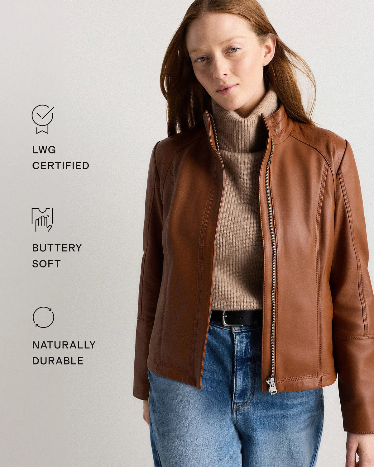 100% Leather Stand-Collar Jacket - US 8037