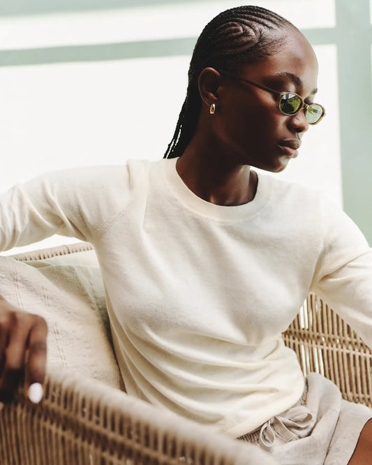 Lightweight Cotton Cashmere Crew Sweater - US 4190