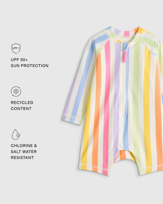 Long Sleeve Zip-Up Rash Guard One-Piece - US 6684