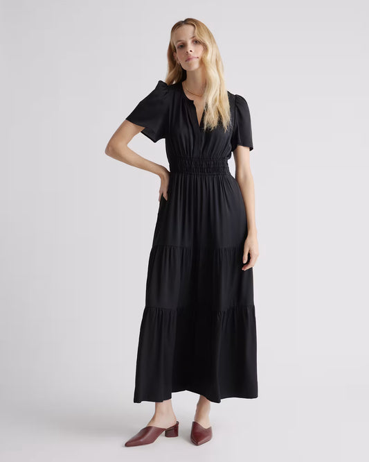 Washable Stretch Silk Tiered Maxi Dress - US 1410