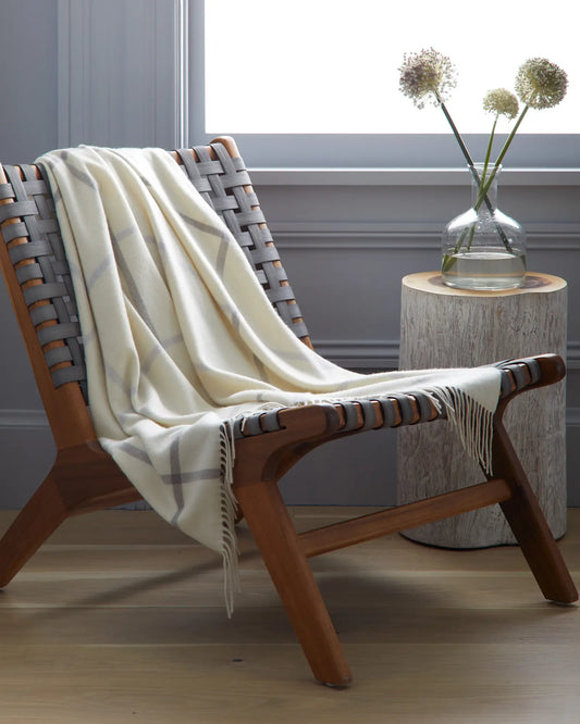 Mongolian Cashmere Plaid Throw - US 7596
