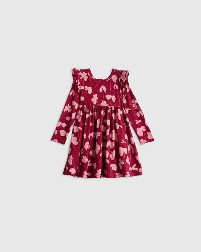Bamboo Long Sleeve Flutter Twirl Dress - US 6216