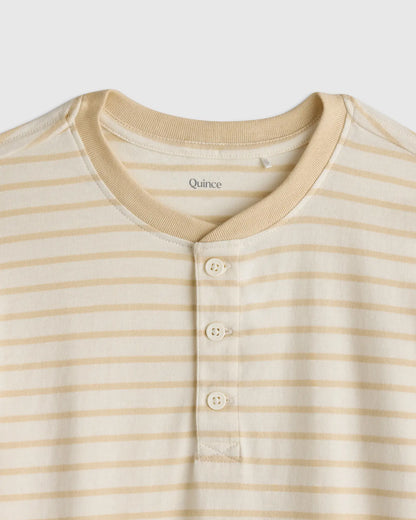 100% Organic Cotton Long Sleeve Henley Tee - US 7648