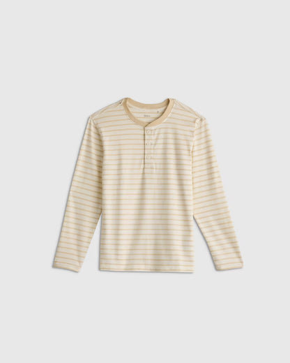 100% Organic Cotton Long Sleeve Henley Tee - US 7648