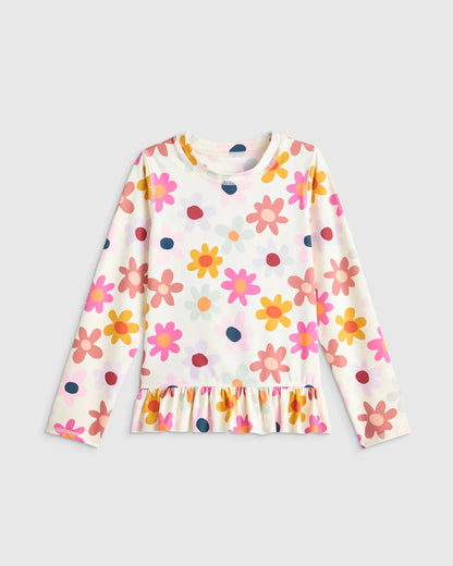 Long Sleeve Ruffle Rash Guard Two-Piece Swimsuit - US 0346