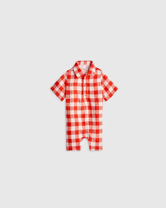 100% Linen Button Front Romper - US 6669