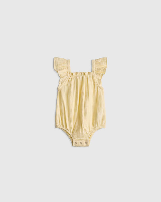 100% Organic Cotton Gauze Flutter Sleeve Bubble Romper - US 2302