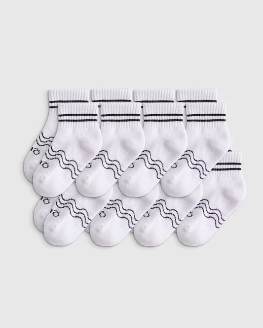 Organic Cotton Gripper Quarter Crew Socks 8-Pack - US 9236