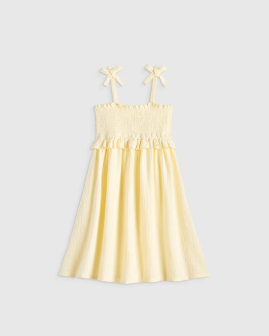 Girls Sleeveless Smocked Organic Cotton Gauze Dress - US 0808