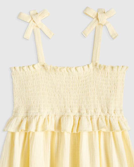 Girls Sleeveless Smocked Organic Cotton Gauze Dress - US 0808