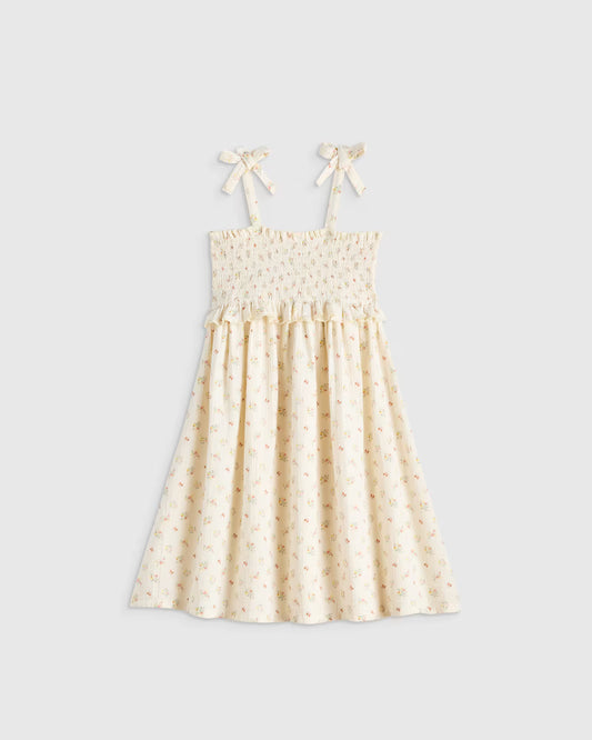 Girls Sleeveless Smocked Organic Cotton Gauze Dress - US 0794