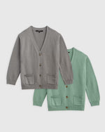 100% Organic Cotton Oversized V-Neck Cardigan 2-Pack - US 2868