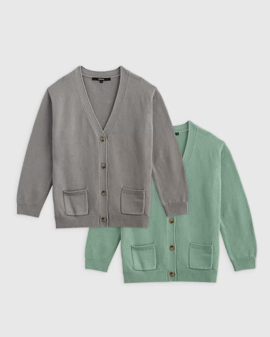 100% Organic Cotton Oversized V-Neck Cardigan 2-Pack - US 2868