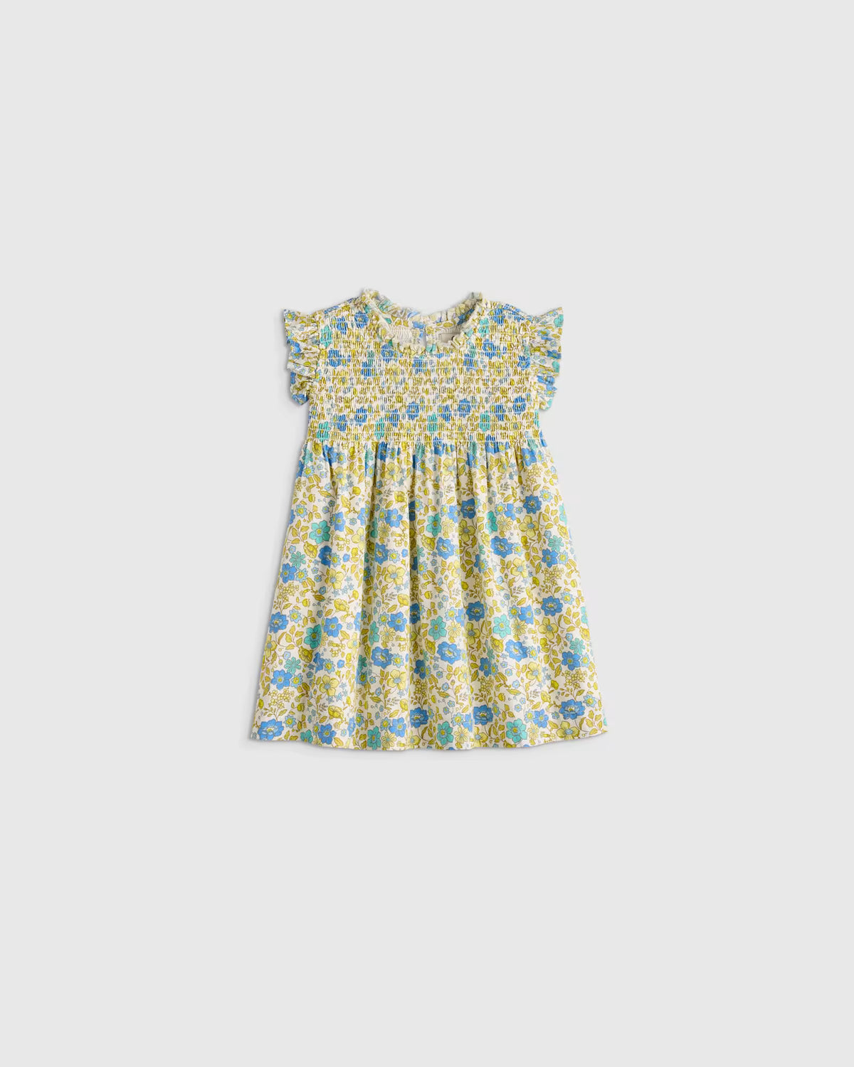 100% Organic Cotton Poplin Smocked Flutter Sleeve Dress - US 6560