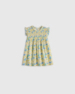 100% Organic Cotton Poplin Smocked Flutter Sleeve Dress - US 6560