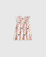 100% Organic Cotton Poplin Smocked Flutter Sleeve Dress - US 4733
