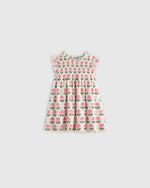 100% Organic Cotton Poplin Smocked Flutter Sleeve Dress - US 3821
