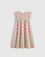 100% Organic Cotton Poplin Smocked Flutter Sleeve Dress - US 3065