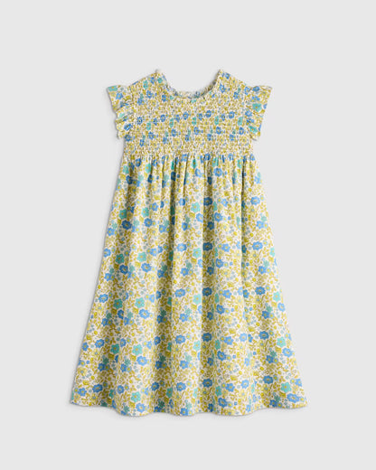 100% Organic Cotton Poplin Smocked Flutter Sleeve Dress - US 4539