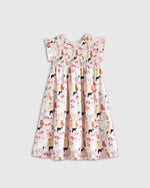 100% Organic Cotton Poplin Smocked Flutter Sleeve Dress - US 1729