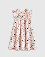 100% Organic Cotton Poplin Smocked Flutter Sleeve Dress - US 8432