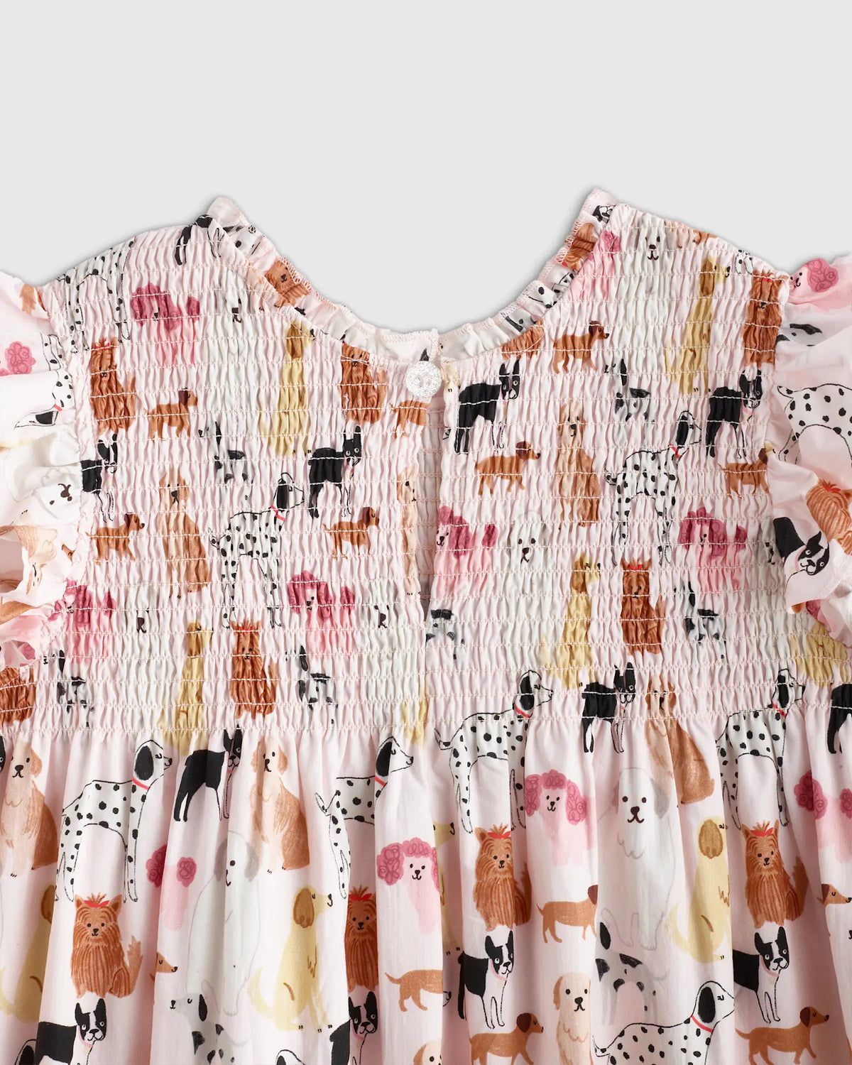 100% Organic Cotton Poplin Smocked Flutter Sleeve Dress - US 1729