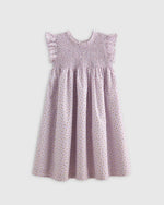 100% Organic Cotton Poplin Smocked Flutter Sleeve Dress - US 5002