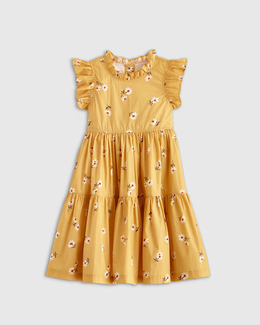 100% Cotton Poplin Ruffle Sleeve Dress - US 3051
