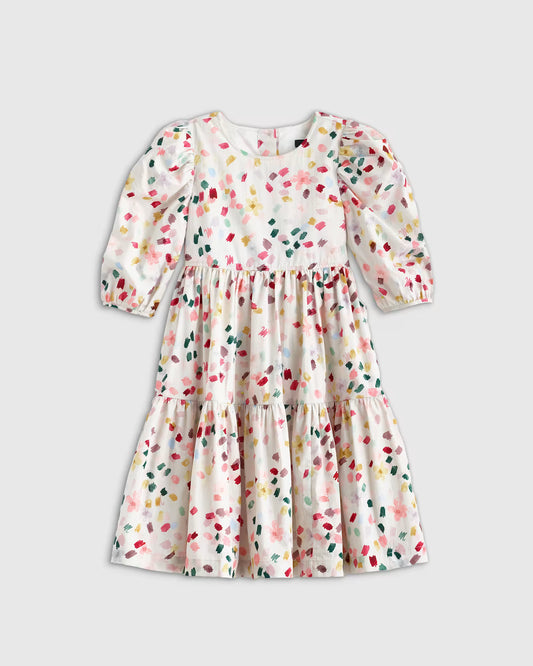 100% Cotton Poplin Puff Sleeve Dress - US 4055