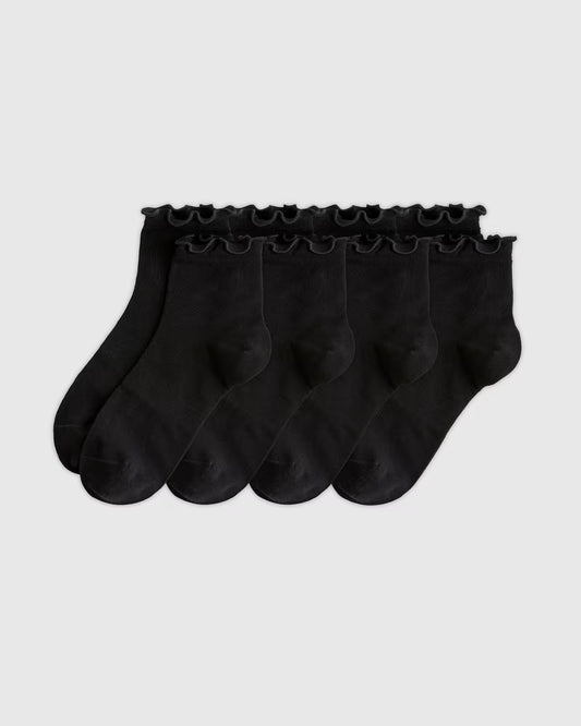 Everyday Lightweight Cotton Ruffle Quarter Crew Sock (4-pack) - US 9687