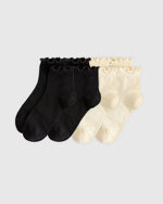 Everyday Lightweight Cotton Ruffle Quarter Crew Sock (4-pack) - US 9026