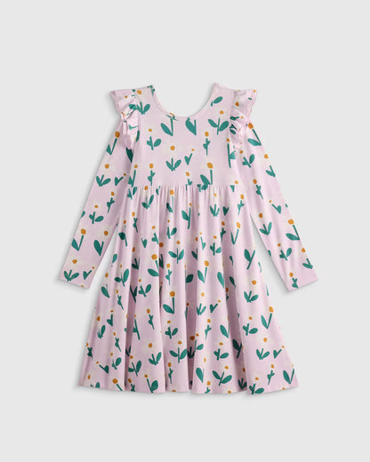 Bamboo Long Sleeve Flutter Twirl Dress - US 6970