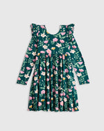 Bamboo Long Sleeve Flutter Twirl Dress - US 8042