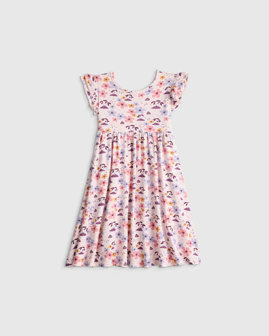 Bamboo Short Sleeve Flutter Twirl Dress - US 6081