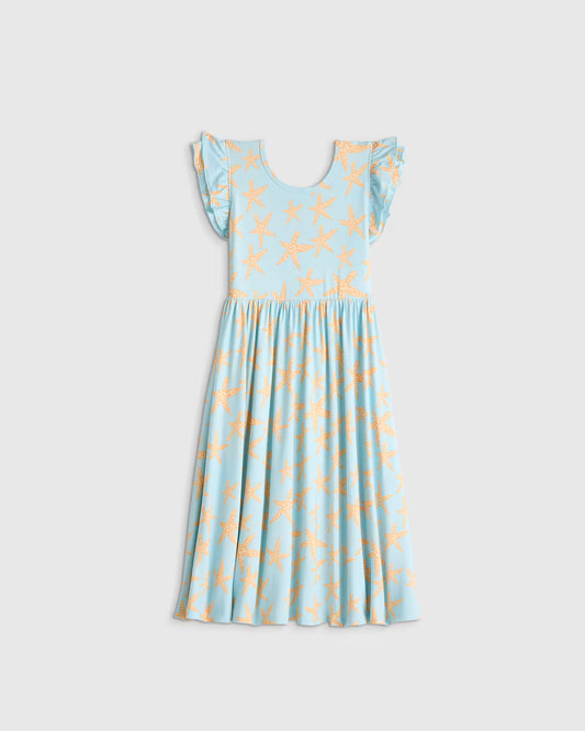 Bamboo Short Sleeve Flutter Twirl Dress - US 1979