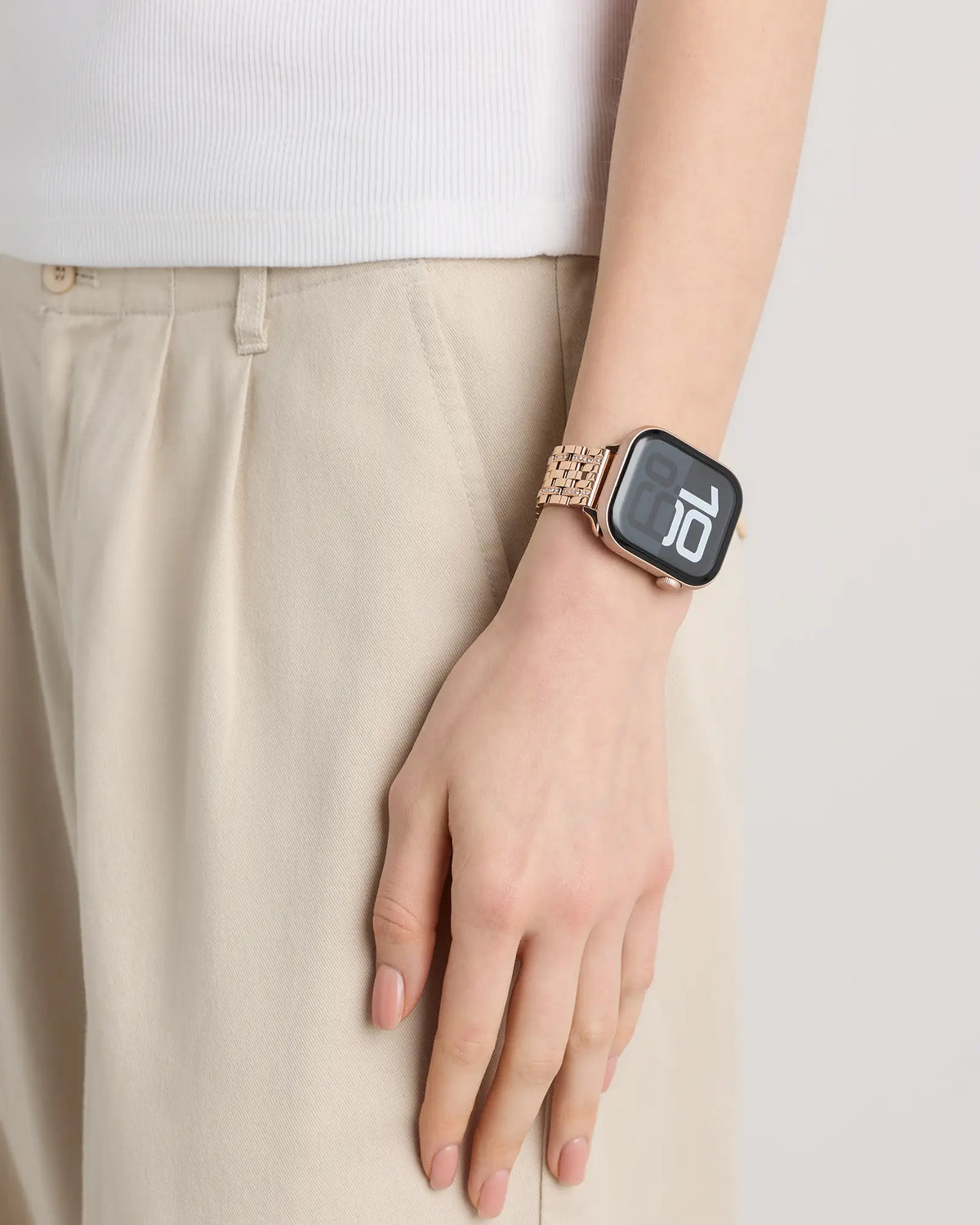Stainless Steel & Pave Bracelet Smartwatch Band - US 4322