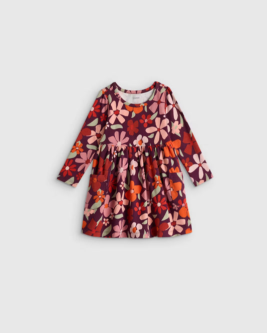 Organic Cotton Long Sleeve Fit and Flare Pocket Dress - US 1450