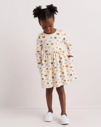 Organic Cotton Long Sleeve Fit and Flare Pocket Dress - US 4066