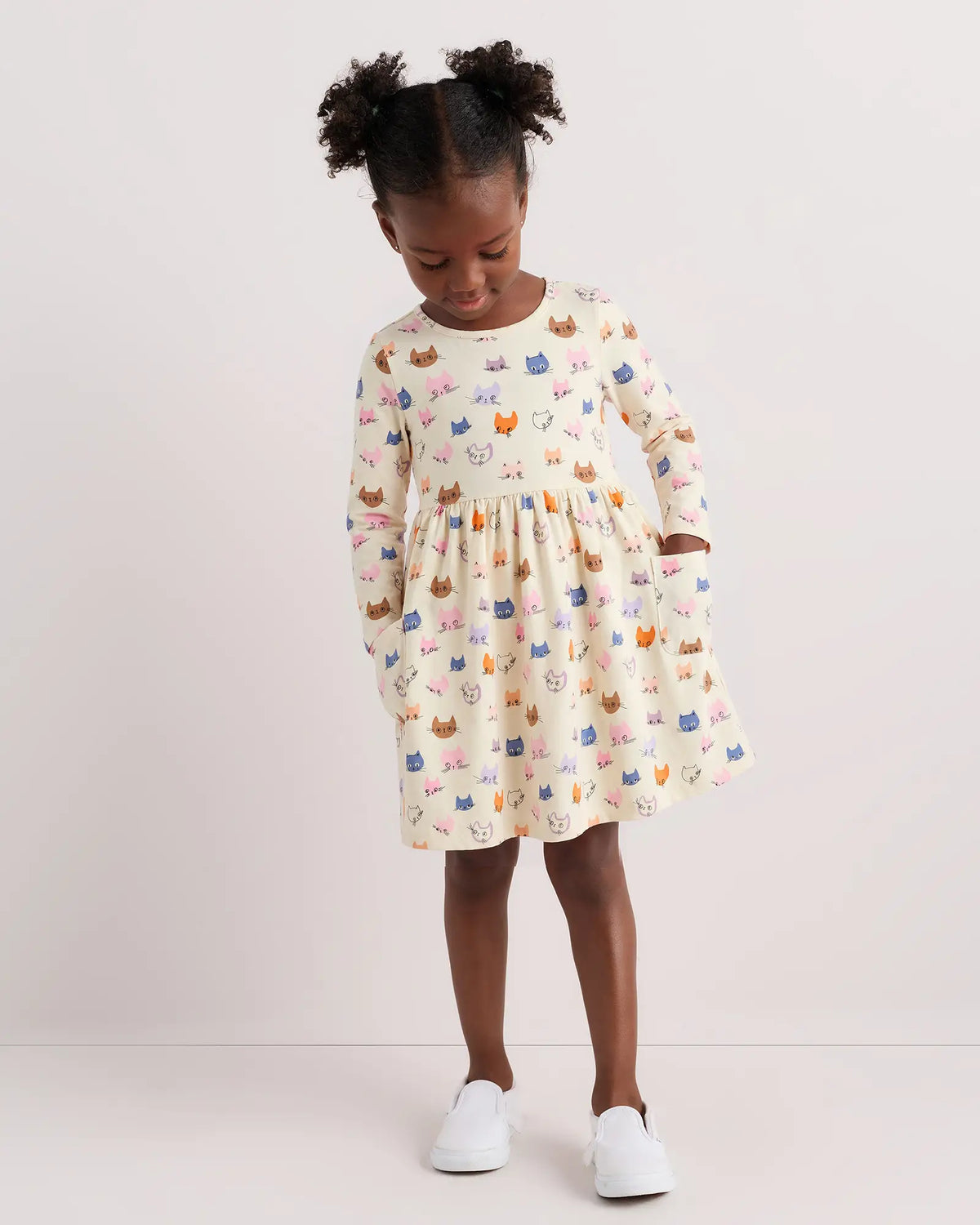 Organic Cotton Long Sleeve Fit and Flare Pocket Dress - US 4341