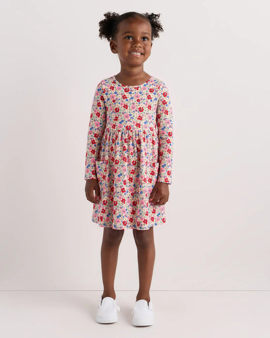 Organic Cotton Long Sleeve Fit and Flare Pocket Dress - US 7085