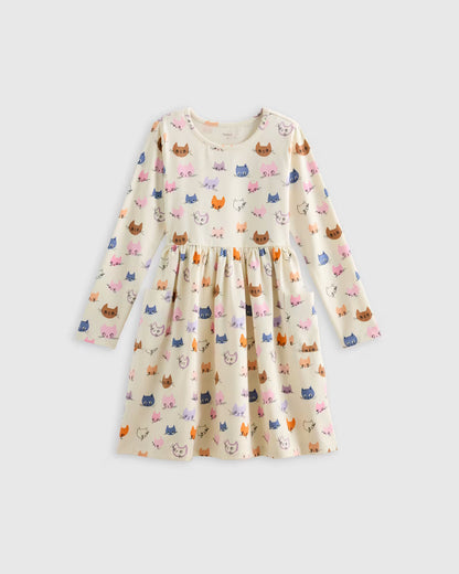 Organic Cotton Long Sleeve Fit and Flare Pocket Dress - US 4341