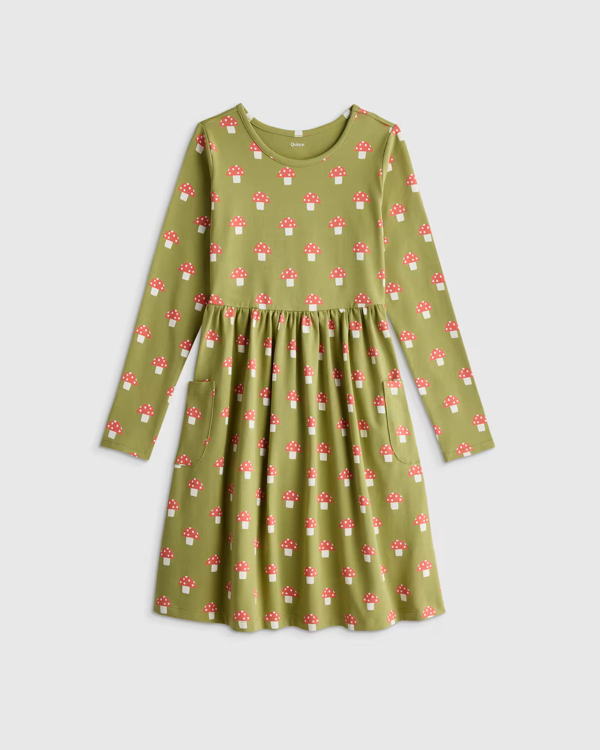 Organic Cotton Long Sleeve Fit and Flare Pocket Dress - US 2321