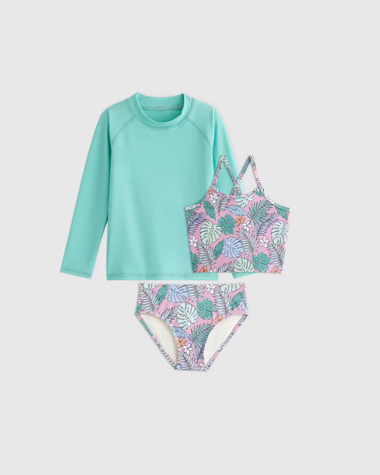 Tankini and Long Sleeve Raglan Rash Guard Set - US 2312