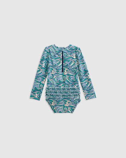 Long Sleeve Tie One-Piece Swimsuit - US 3364