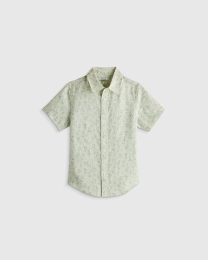 100% European Linen Printed Short Sleeve Shirt - US 2990