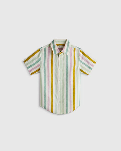 100% European Linen Printed Short Sleeve Shirt - US 2588