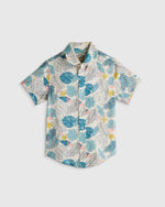 100% European Linen Printed Short Sleeve Shirt - US 3493