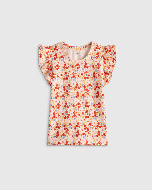 Ruffle Sleeve Organic Cotton Top - US 8432