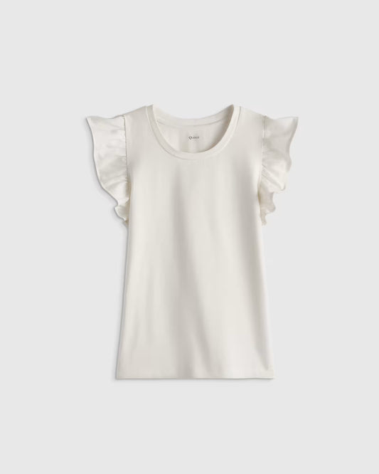 Ruffle Sleeve Organic Cotton Top - US 9116